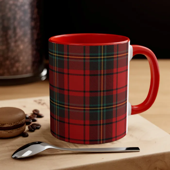 Earrings Printify Plaid Accent Coffee Mug 11oz