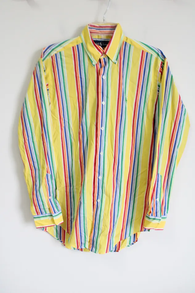 Earrings Ralph Lauren Classic Fit Vintage 90s Rainbow Striped Button Down Shirt 14 12S Ralph Lauren Earrings Ralph Lauren Classic Fit Vintage 90s Rainbow Striped Button Down Shirt 14 12S Ralph Lauren