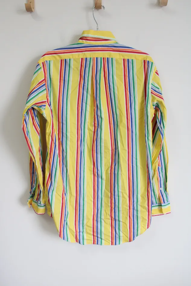 Earrings Ralph Lauren Classic Fit Vintage 90s Rainbow Striped Button Down Shirt 14 12S Ralph Lauren