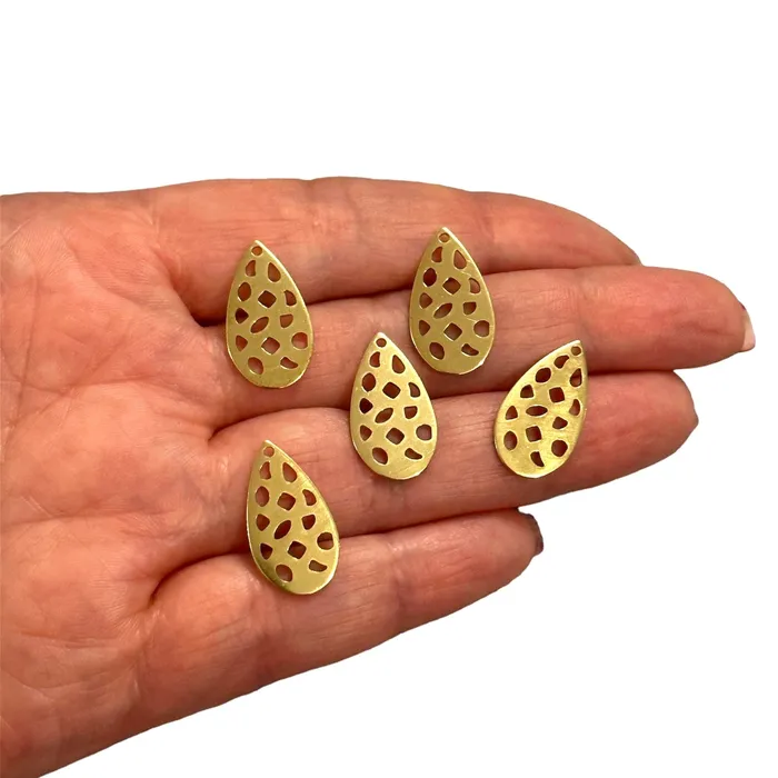 Earrings Raw Brass Drop Charms 5 pcs in a pack Peppy Beads