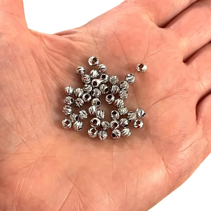 Earrings Rhodium Plated Laser Cut 4mm Spacer Beads Rhodium Plated 4mm Dorica Spacer Beads 100 beads in a pack Peppy Beads Earrings Rhodium Plated Laser Cut 4mm Spacer Beads Rhodium Plated 4mm Dorica Spacer Beads 100 beads in a pack Peppy Beads