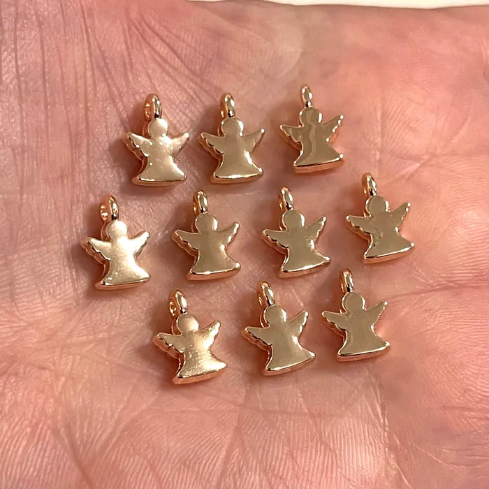 Earrings Rose Gold Plated Angel Charms 10 pcs in a pack Peppy Beads