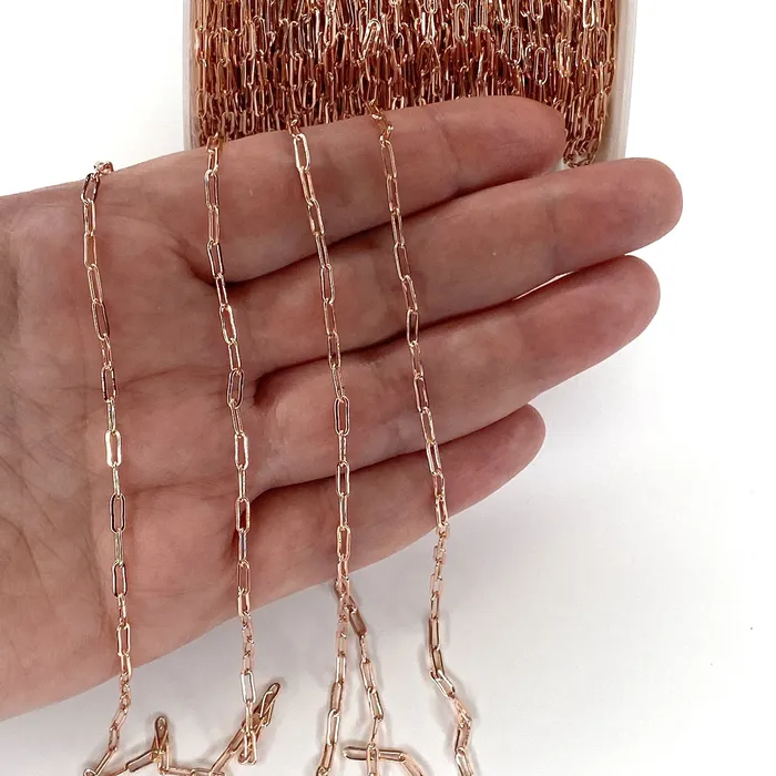 Earrings Rose Gold Plated Brass Paperclip Chain 7x35 mm Rose Gold Plated Chain Peppy Beads Earrings Rose Gold Plated Brass Paperclip Chain 7x35 mm Rose Gold Plated Chain Peppy Beads