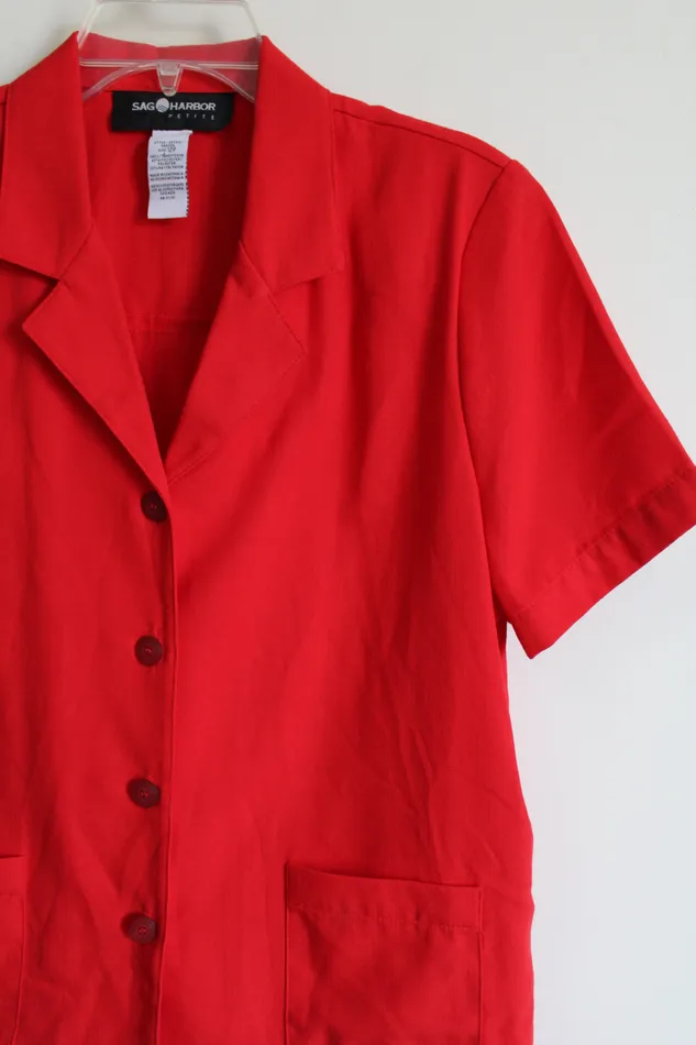 Earrings Sag Harbor Sag Harbor Red Button Down Collared Shirt 12 Petite