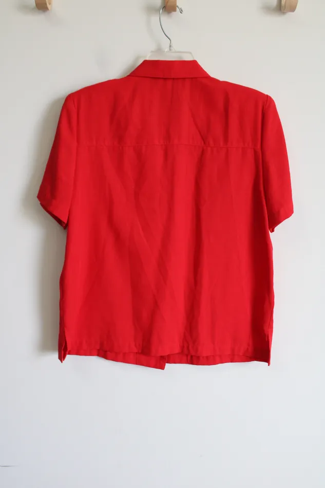 Earrings Sag Harbor Sag Harbor Red Button Down Collared Shirt 12 Petite