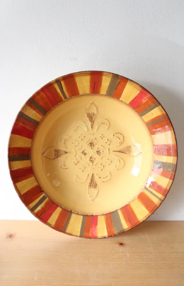 Earrings StoneLite Clay Art Medallion Painted StoneLite Yellow Red Brown Serving Bowl Earrings StoneLite Clay Art Medallion Painted StoneLite Yellow Red Brown Serving Bowl