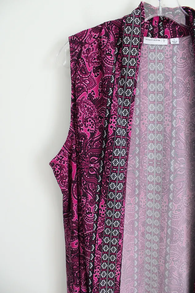 Earrings Susan Graver Susan Graver Pink Paisley Vest L