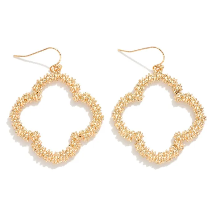 Earrings Textured Metal Hollow Clover Drop Earrings Gold Judson