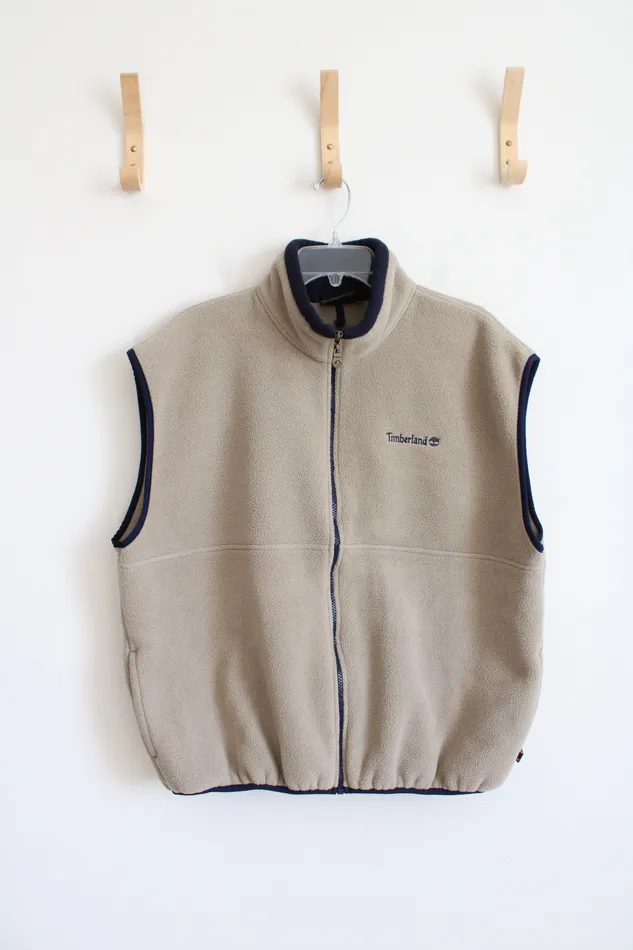 Earrings Timberland Tan Navy Fleece Full Zip Vest XL Timberland
