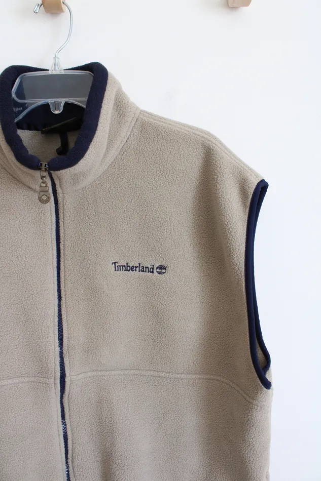Earrings Timberland Tan Navy Fleece Full Zip Vest XL Timberland