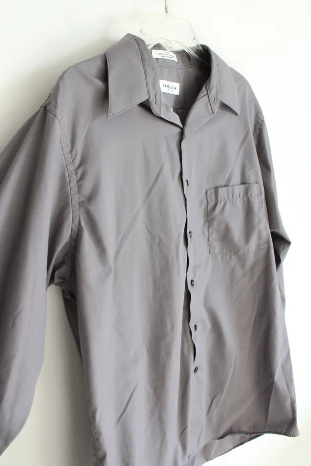 Earrings Van Heusen Van Heusen Gray Long Sleeved Button Down Shirt L 1653435
