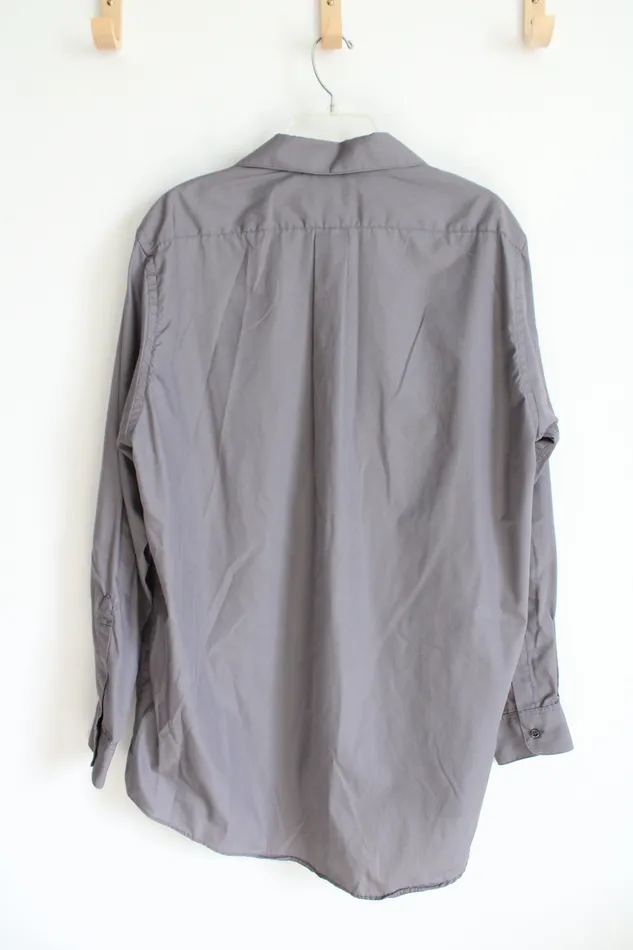 Earrings Van Heusen Van Heusen Gray Long Sleeved Button Down Shirt L 1653435