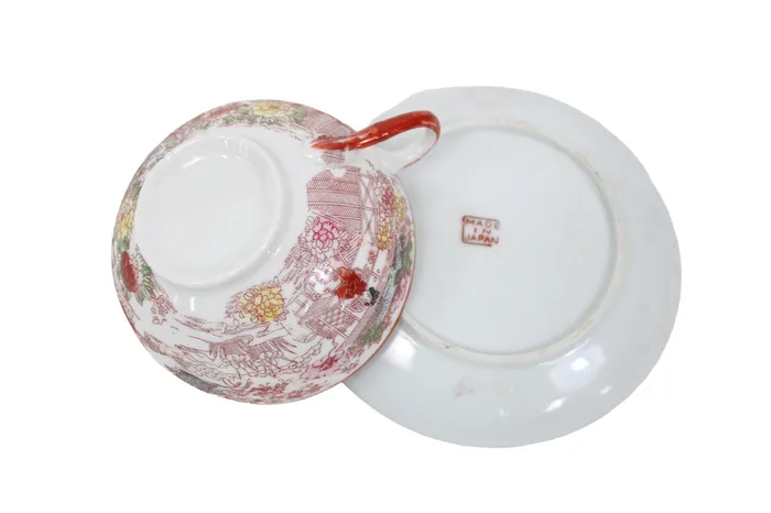 Earrings Vintage Geisha Orange Painted Teacup Jubilee Thrift