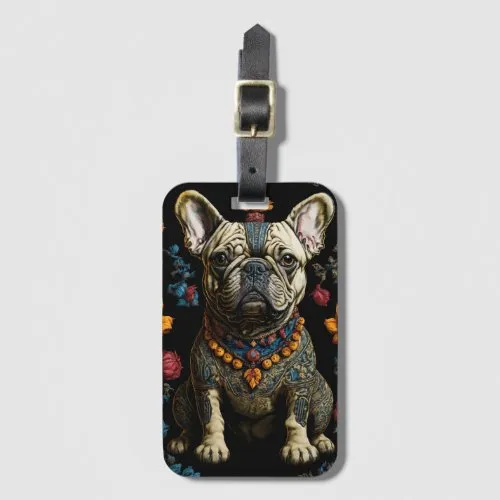 Earrings ZAZZLE Mexican Folk Art Bulldog Luggage Tag