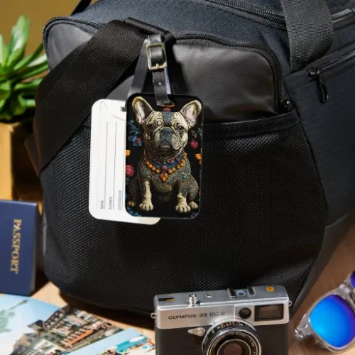 Earrings ZAZZLE Mexican Folk Art Bulldog Luggage Tag