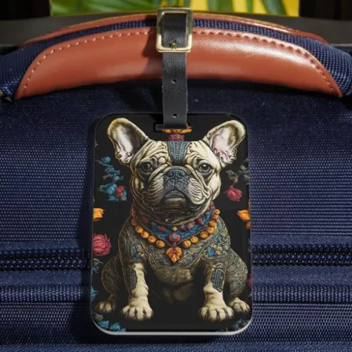 Earrings ZAZZLE Mexican Folk Art Bulldog Luggage Tag