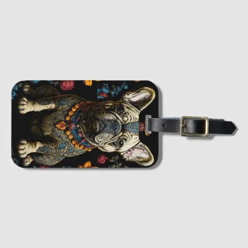 Earrings ZAZZLE Mexican Folk Art Bulldog Luggage Tag