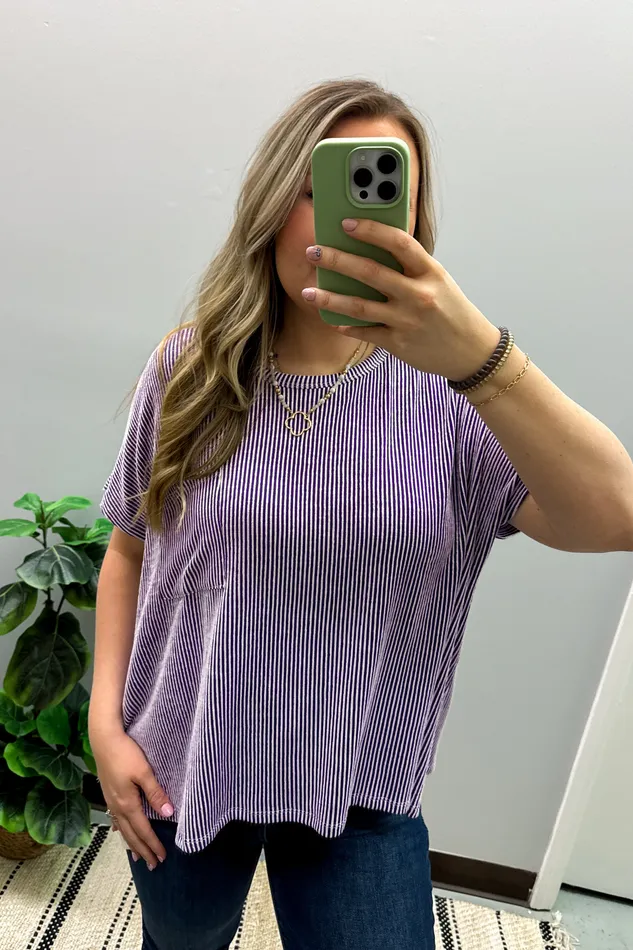 Earrings Zenana Ciara Ribbed Relaxed Top Violet