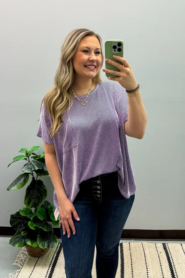 Earrings Zenana Ciara Ribbed Relaxed Top Violet
