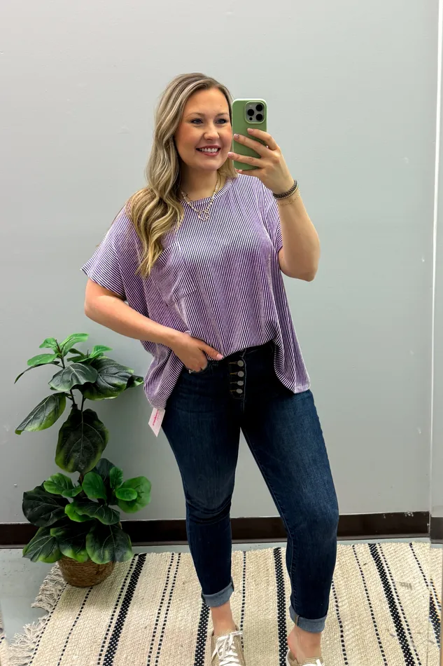 Earrings Zenana Ciara Ribbed Relaxed Top Violet