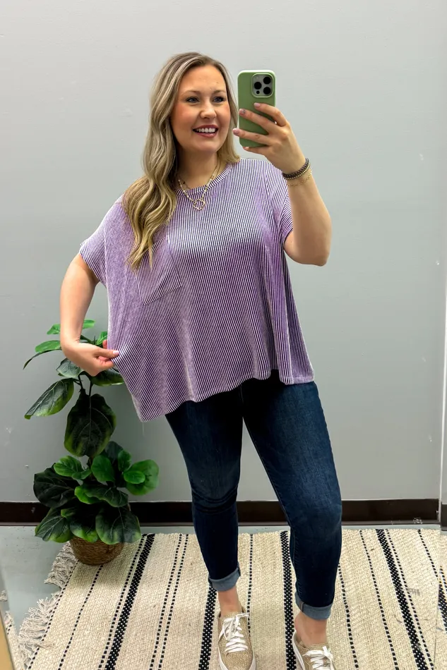 Earrings Zenana Ciara Ribbed Relaxed Top Violet