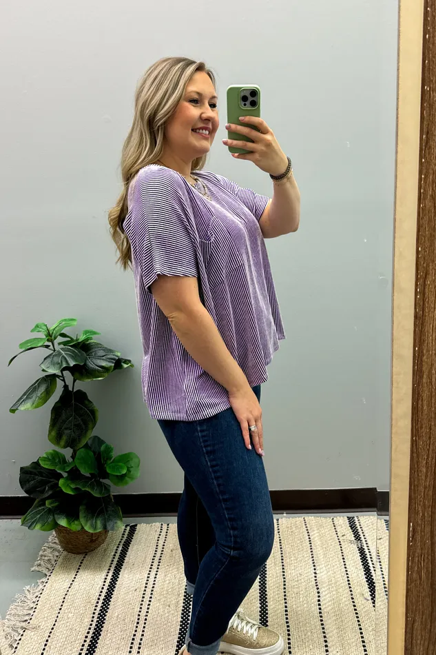 Earrings Zenana Ciara Ribbed Relaxed Top Violet