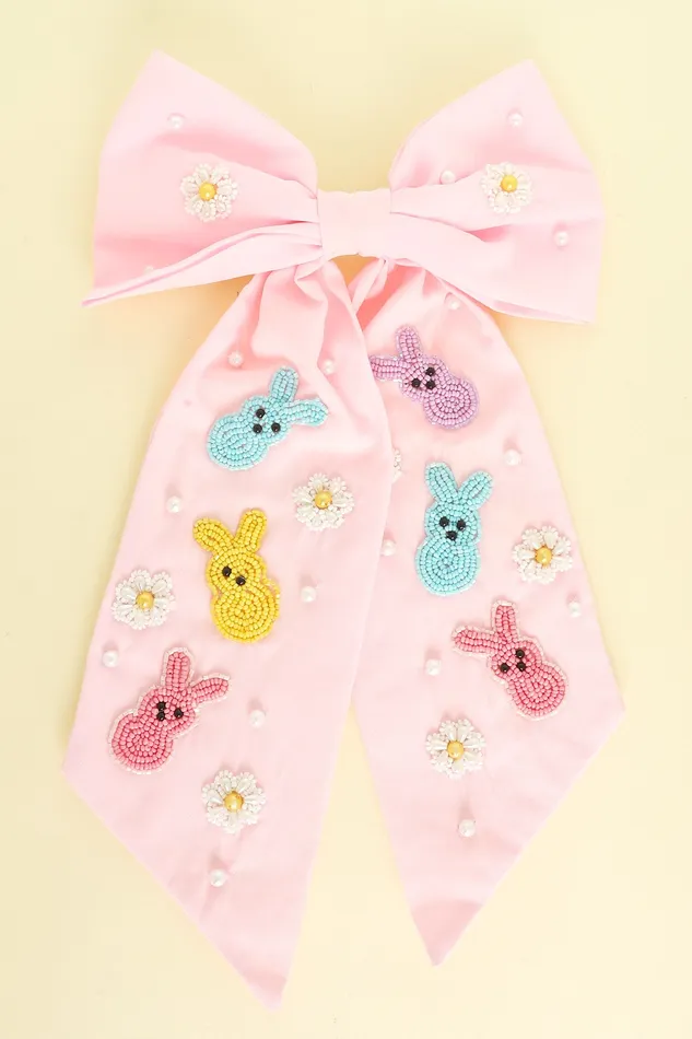 EASTER BUNNY THEME BOW BARRETTE HAIR CLIP PINK Something Special LA Necklaces EASTER BUNNY THEME BOW BARRETTE HAIR CLIP PINK Something Special LA Necklaces