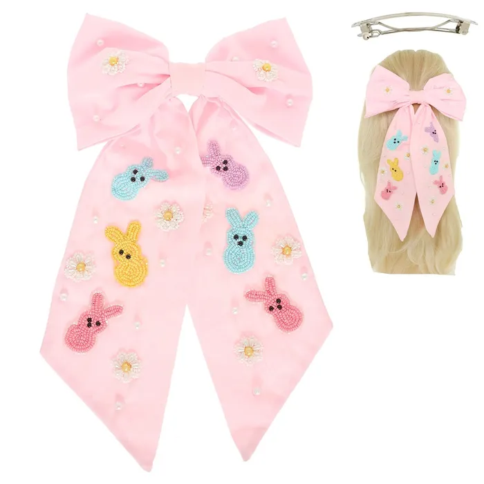 EASTER BUNNY THEME BOW BARRETTE HAIR CLIP PINK Something Special LA Necklaces EASTER BUNNY THEME BOW BARRETTE HAIR CLIP PINK Something Special LA Necklaces