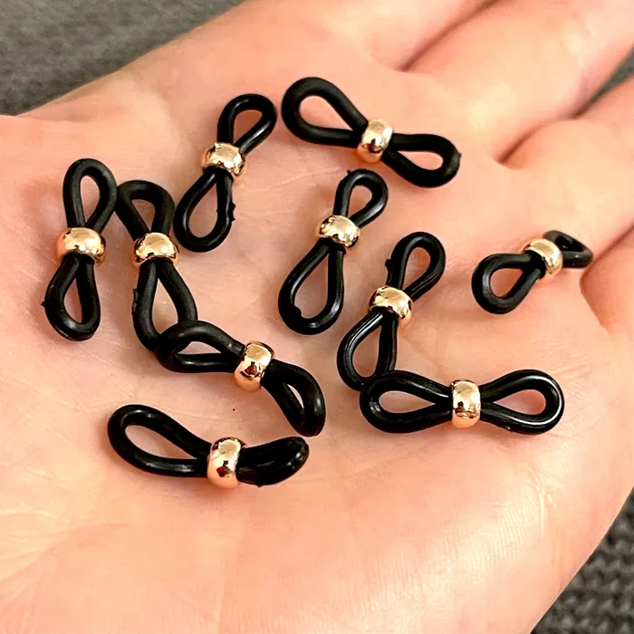 Eye Glass Holder Ends Black RubberRose Gold Plated Ball Rubber Glasses Chain Holders Replacement Loops for Glasses Chains Peppy Beads Necklaces Eye Glass Holder Ends Black RubberRose Gold Plated Ball Rubber Glasses Chain Holders Replacement Loops for Glasses Chains Peppy Beads Necklaces