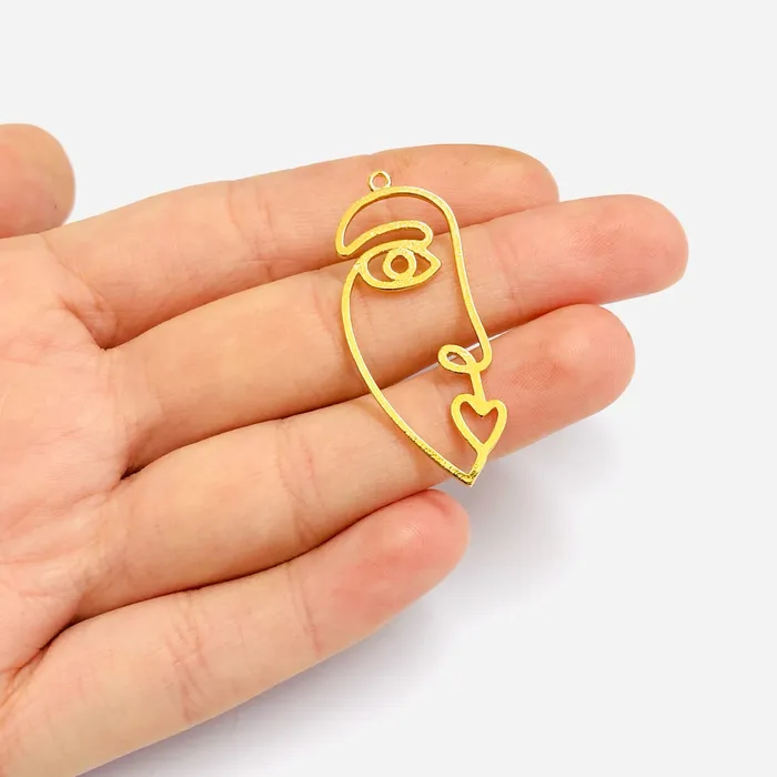 Face Outline 24Kt Gold Plated Brass Charms Abstract Face Pendants 2 pcs in a pack Peppy Beads Earrings Face Outline 24Kt Gold Plated Brass Charms Abstract Face Pendants 2 pcs in a pack Peppy Beads Earrings
