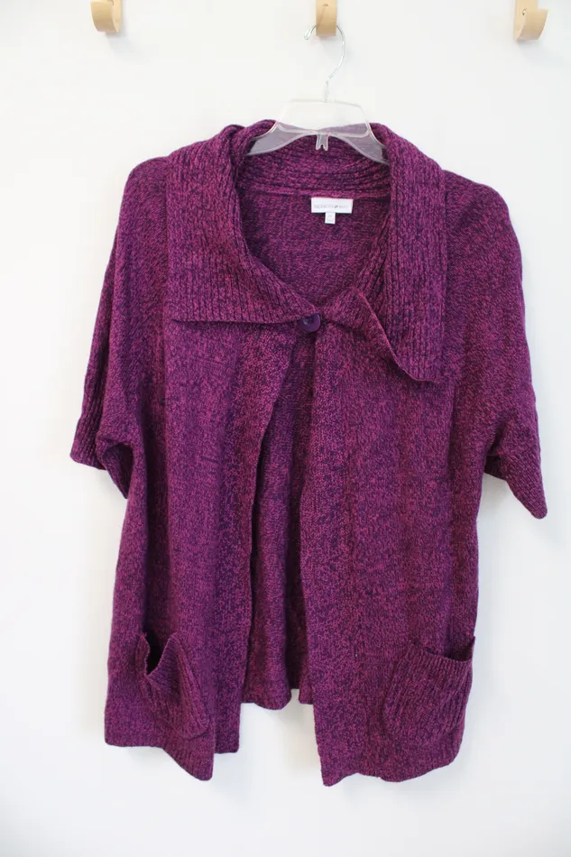 Fashion Bug Purple Pink Cardigan Sweater 1X Fashion Bug Earrings