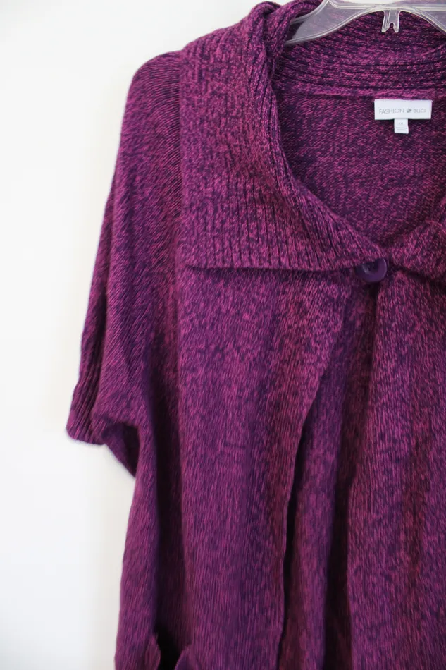 Fashion Bug Purple Pink Cardigan Sweater 1X Fashion Bug Earrings