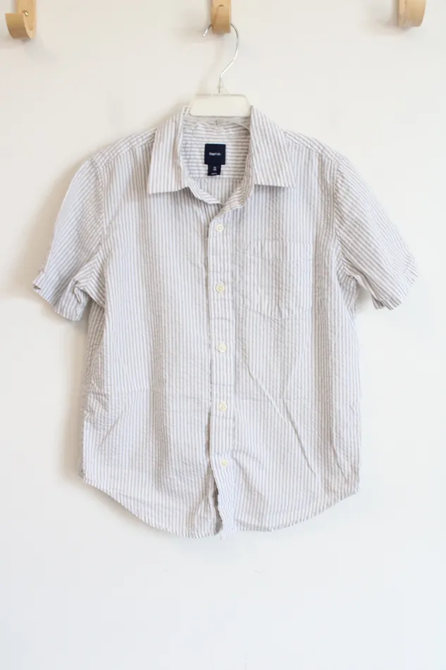 GapKids Light Green White Pinstripe Cotton Shirt 8 Gap Necklaces