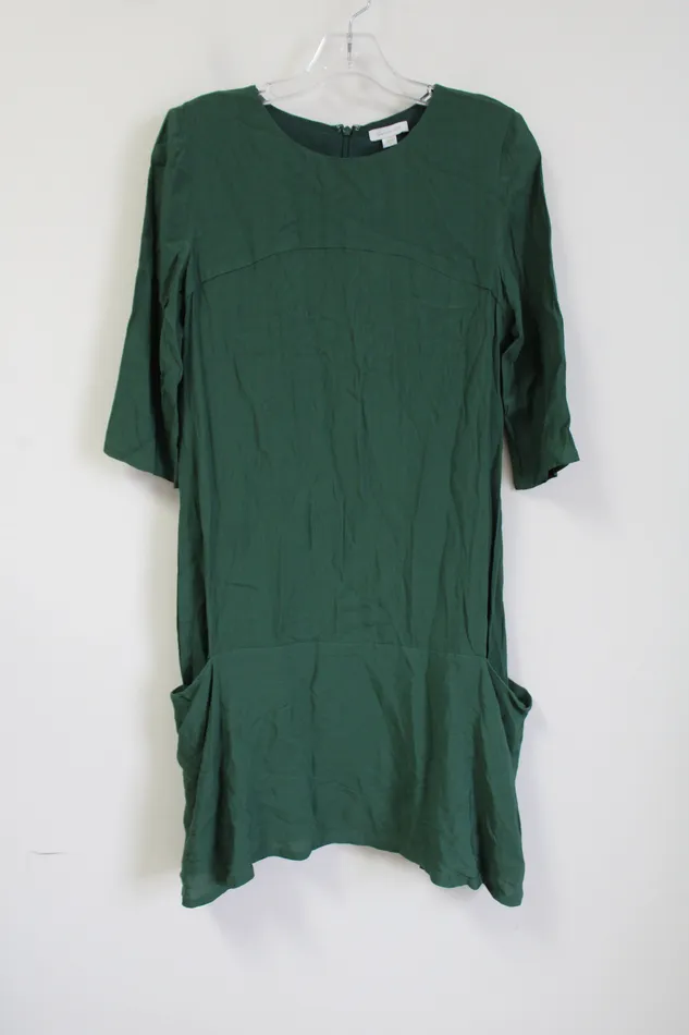 Garnet Hill Garnet Hill Evergreen Pocket Tunic Dress 04 Earrings