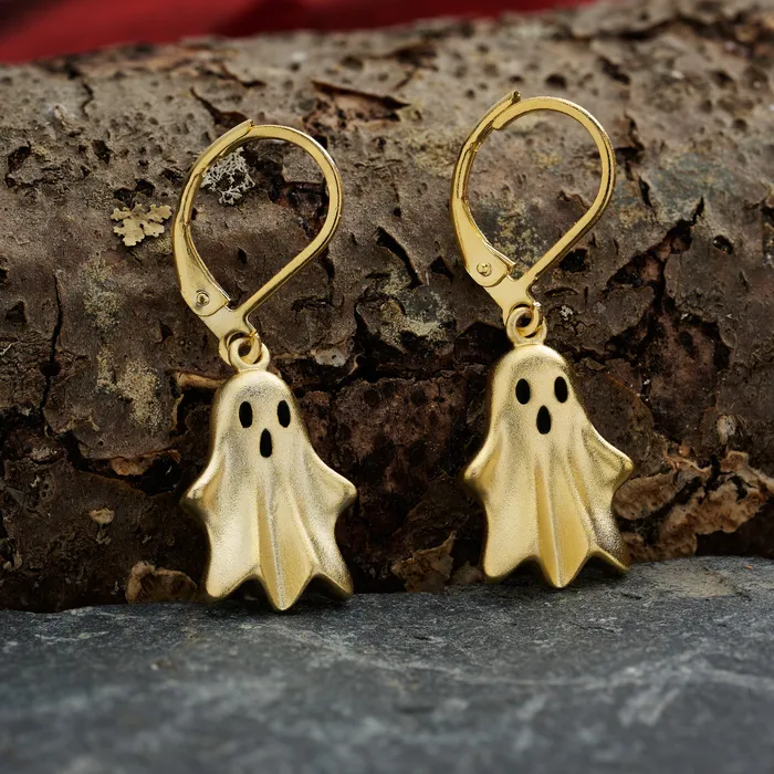 Gold Leverback Spooky Ghost Earrings Chadds Ford Jewelry Earrings