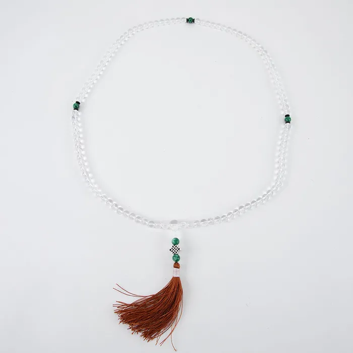 Green Agate Crystal Mala with Endless Knot Nirvana Mala Necklaces