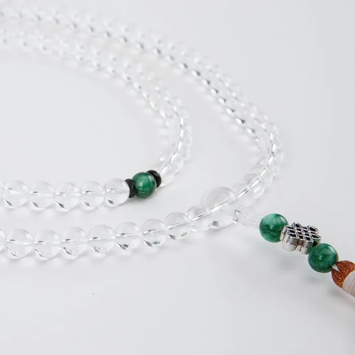 Green Agate Crystal Mala with Endless Knot Nirvana Mala Necklaces