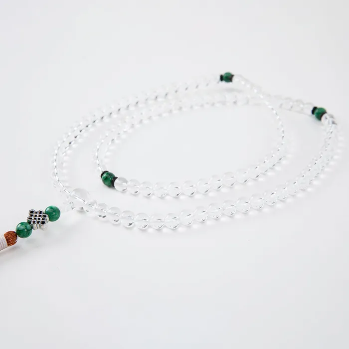 Green Agate Crystal Mala with Endless Knot Nirvana Mala Necklaces