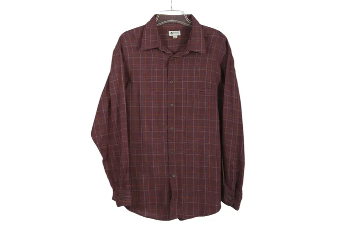 Haggar Earrings Haggar Dark Pink Plaid Shirt XL