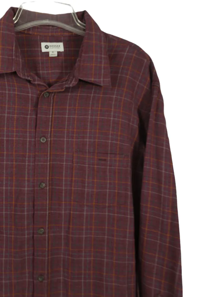 Haggar Earrings Haggar Dark Pink Plaid Shirt XL