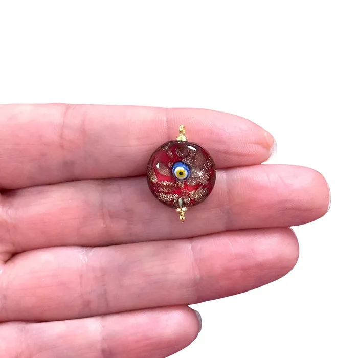 Hand Made Murano Glass Connector Charm With 24Kt Gold Plated Pins on Both Sides Peppy Beads Earrings