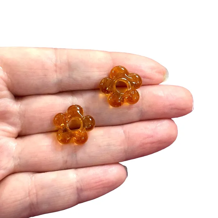 Hand Made Murano Glass Flower Charms With 5mm Holes 2 pcs in a pack Peppy Beads Earrings Hand Made Murano Glass Flower Charms With 5mm Holes 2 pcs in a pack Peppy Beads Earrings