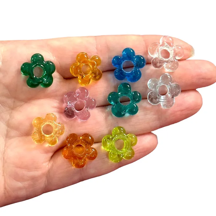 Hand Made Murano Glass Flower Charms With 5mm Holes 2 pcs in a pack Peppy Beads Earrings Hand Made Murano Glass Flower Charms With 5mm Holes 2 pcs in a pack Peppy Beads Earrings