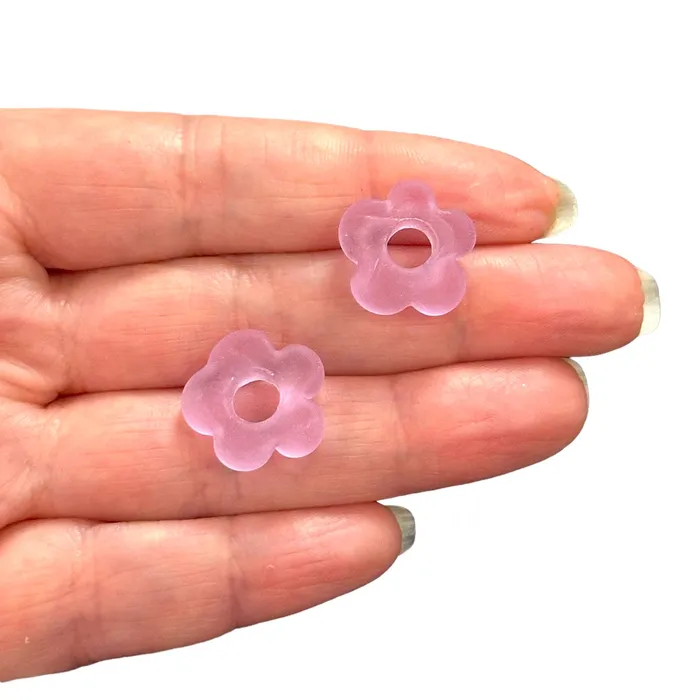 Hand Made Murano Glass Frosted Flower Charms With 5mm Holes 2 pcs in a pack Peppy Beads Earrings Hand Made Murano Glass Frosted Flower Charms With 5mm Holes 2 pcs in a pack Peppy Beads Earrings