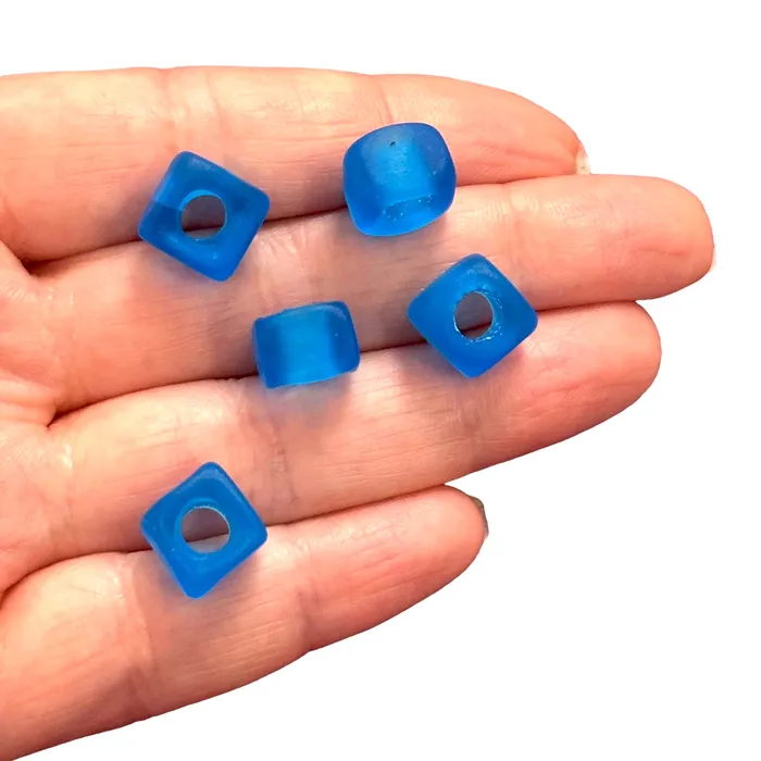 Hand Made Murano Glass Frosted Square Beads With 5mm Holes 5 pcs in a pack Peppy Beads Earrings
