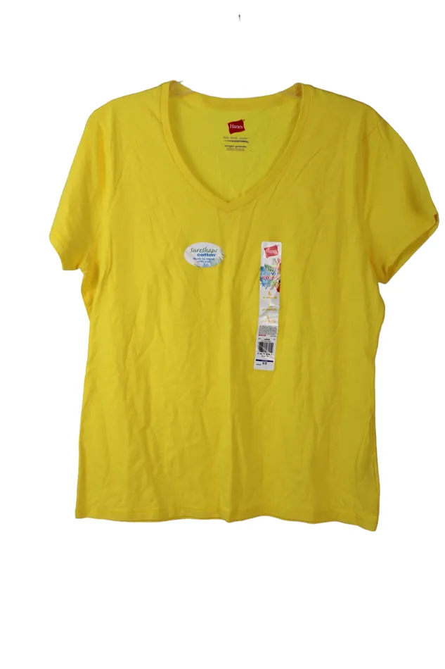Hanes Earrings NEW Hanes Yellow Sure Shape Tee L