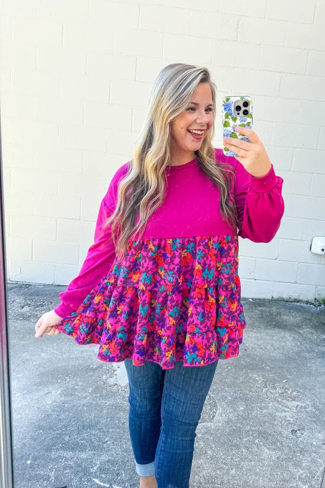 Haptics Earrings Berry Sweet To Me Babydoll Top
