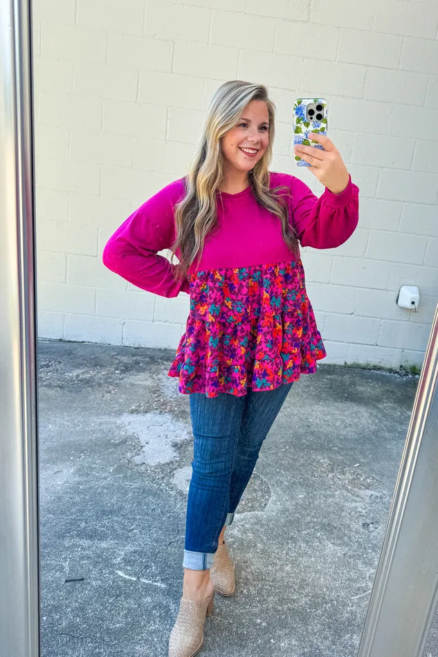 Haptics Earrings Berry Sweet To Me Babydoll Top