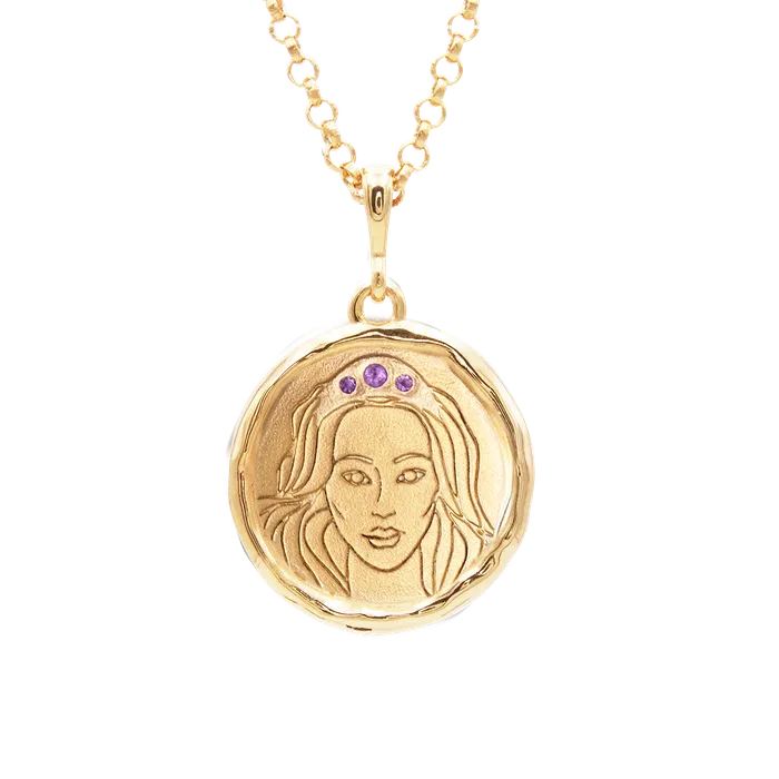 Hecate Goddess of Magic Triple Amethyst Medallion Necklace COMMON ERA Necklaces