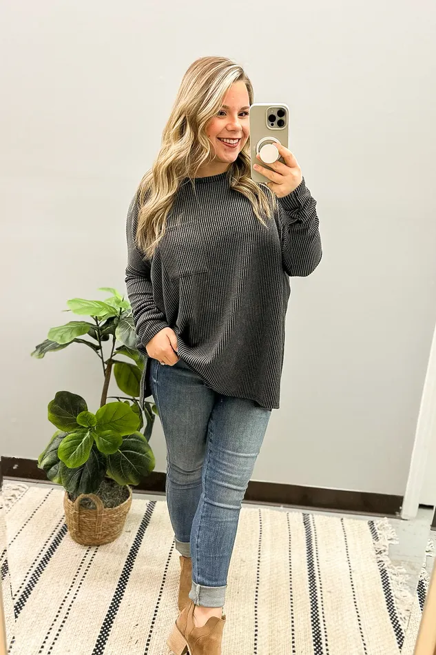 Heimish All Things Good Ribbed Dolman Top Earrings
